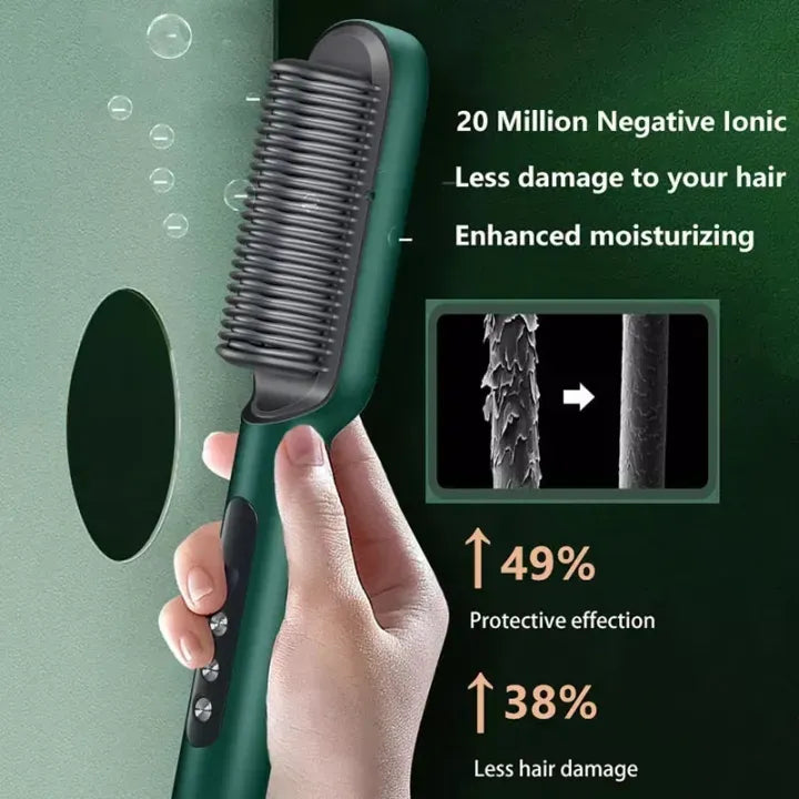 Hair Straightener Brush Curling Comb 2 In 1 Hair Hot Comb Anti-Scald Hair Straightener Brush For Girls Electric Heated Hair Styler Tool