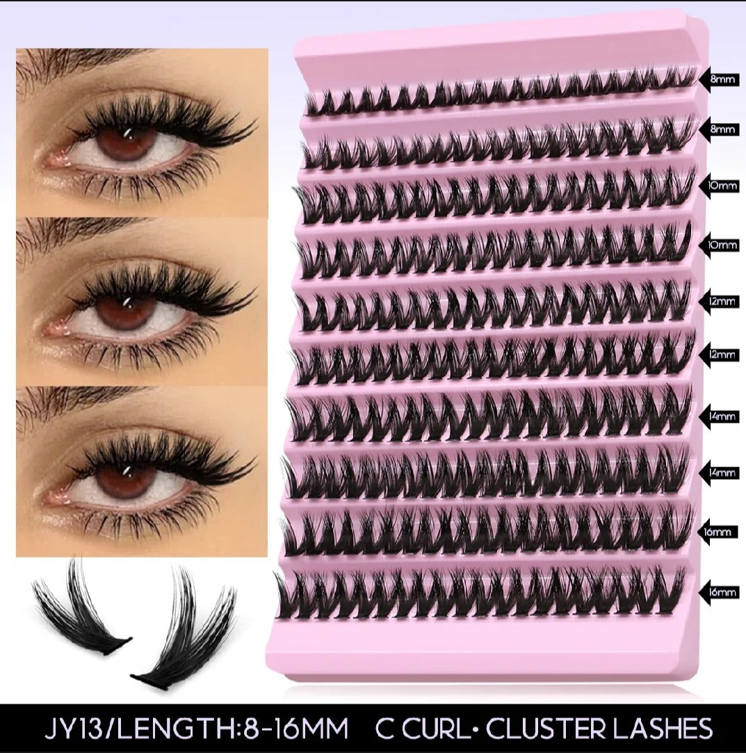 Eyelash Extension kit,Lash Cluster kit waterproof Strong Hold Eyelash Bond, Eyelash Remover and Tweezer (200 Clusters).